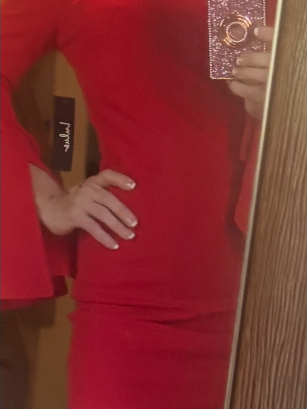 Lulu's Vibrant Red Bell-Sleeve Long Sleeve Dress